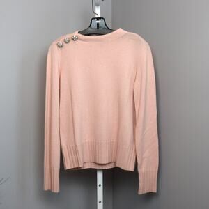 Neiman Marcus Cashmere Collection Pink Sweater Rhinestone Buttons Size‎ M